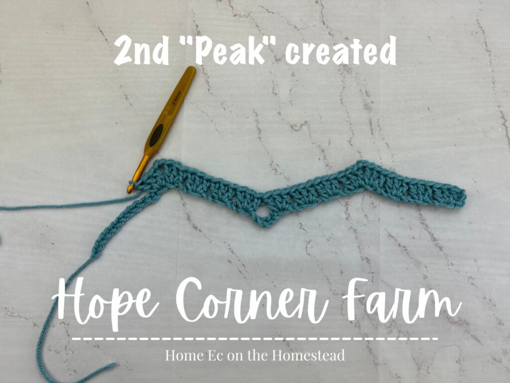 2nd peak of the granny ripple stitch completed.