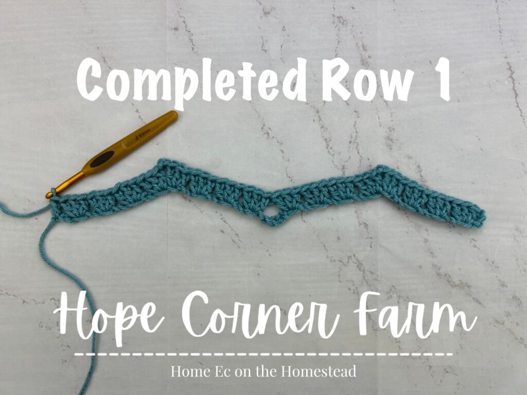 Row 1 completed for the granny ripple stitch