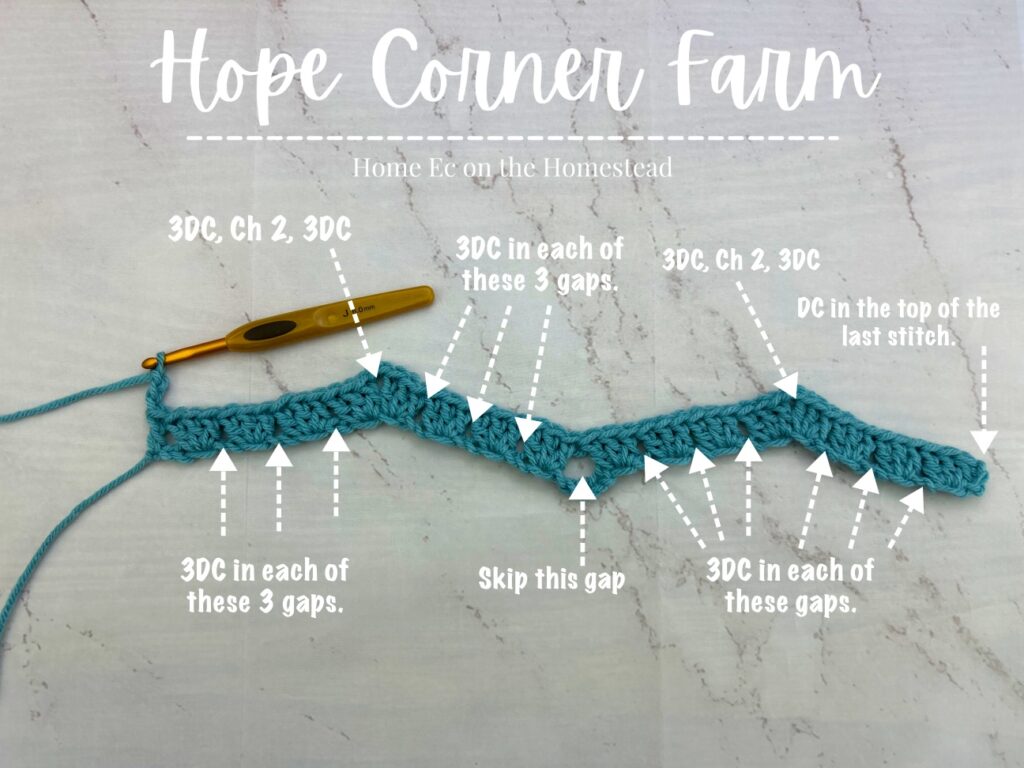 Crochet stitch placement row 2 granny ripple stitch