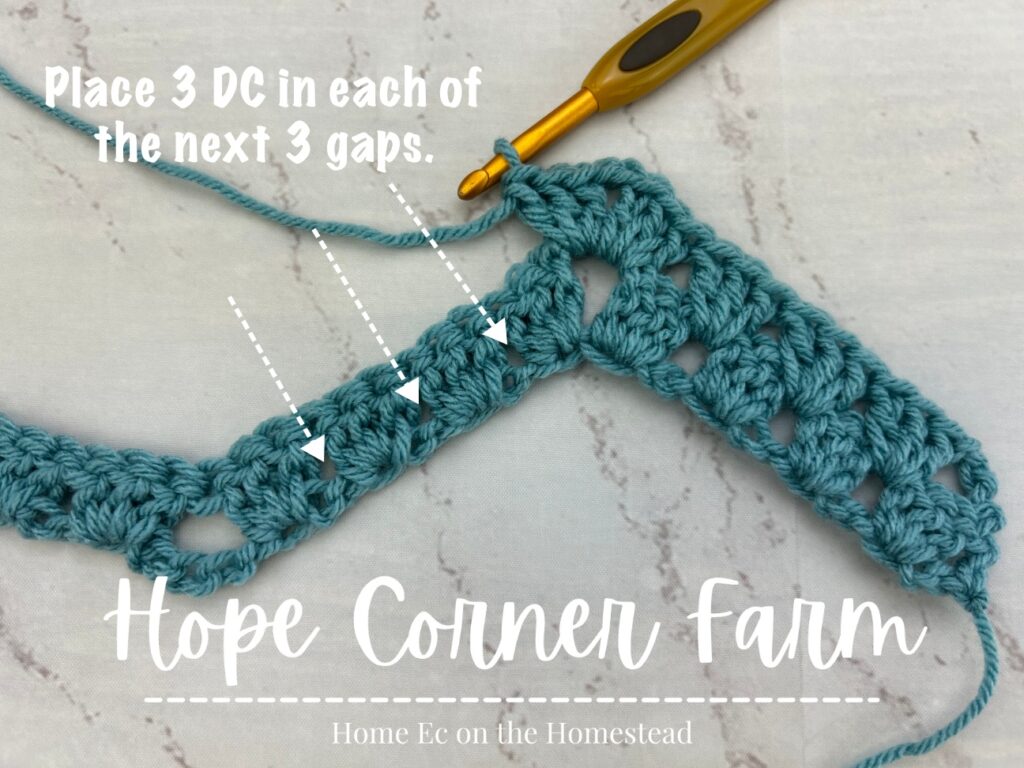 Place 3 DC in each of the next 3 gaps