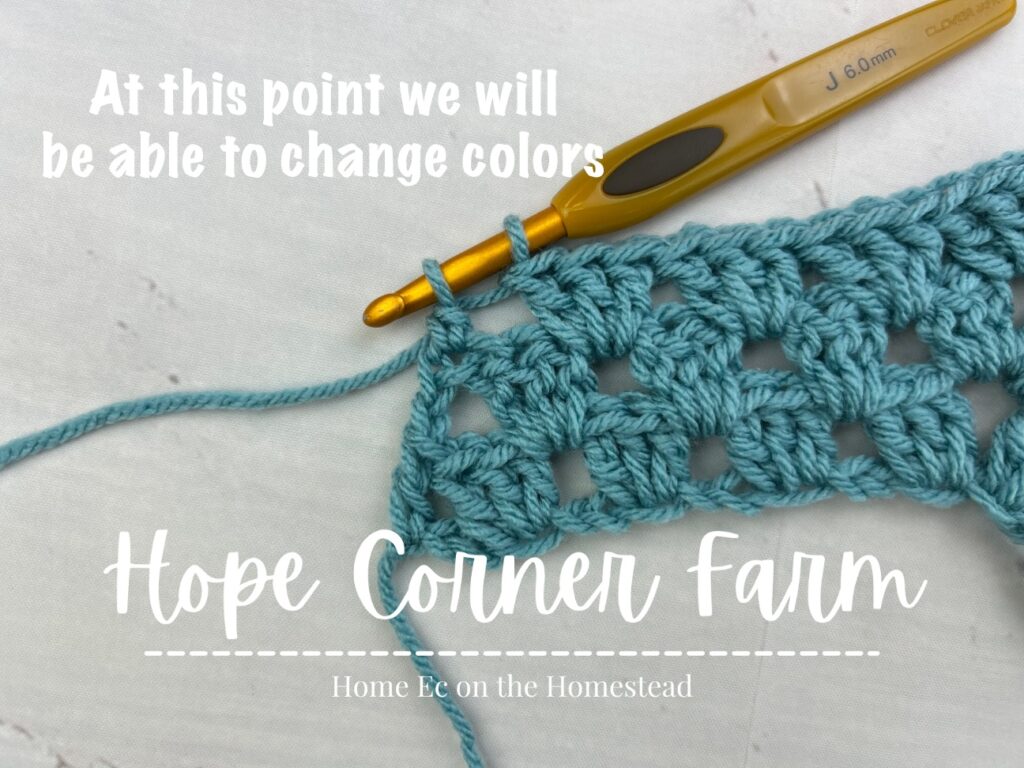 Ready to change yarn colors for the crochet granny ripple stitch