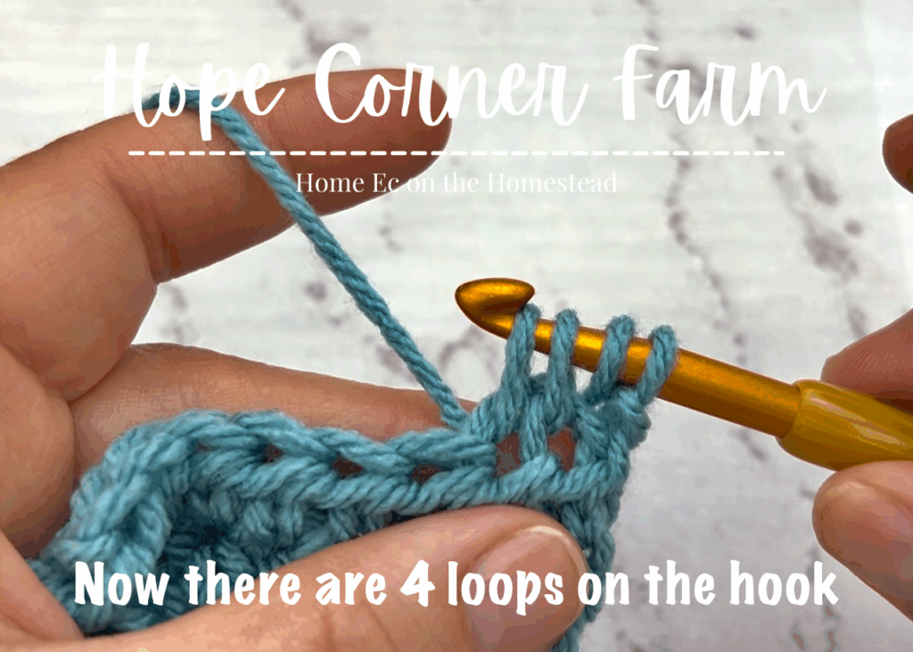 4 loops of yarn on the crochet hook