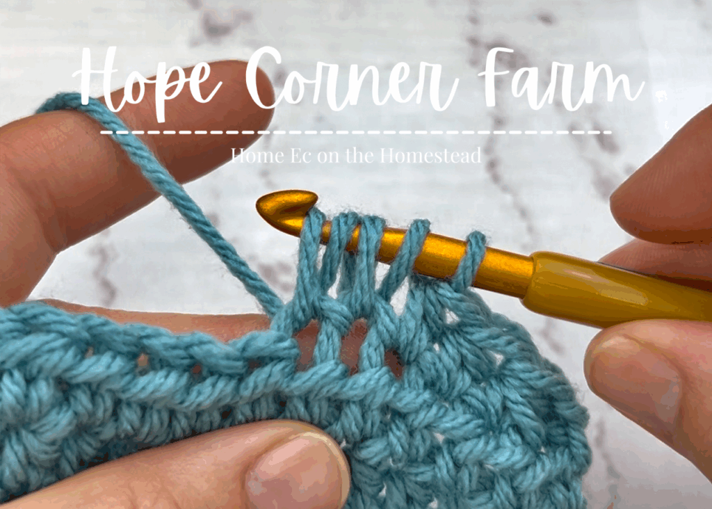 5 loops of yarn on the crochet hook