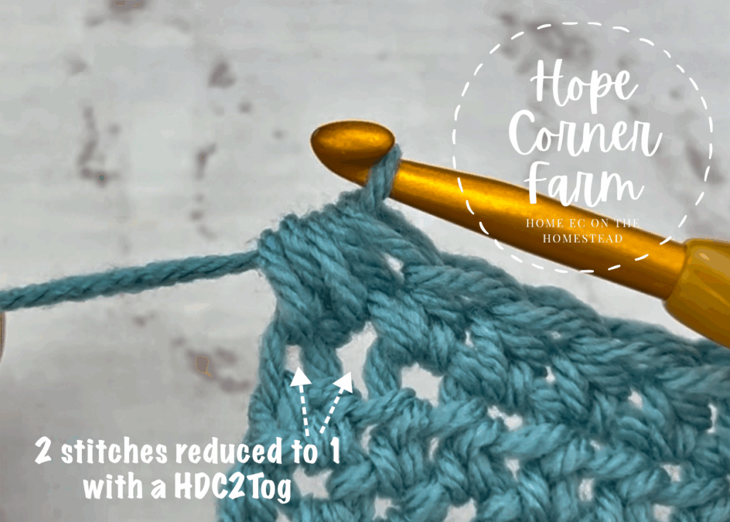 Completed Half Double Crochet 2 Together Stitch