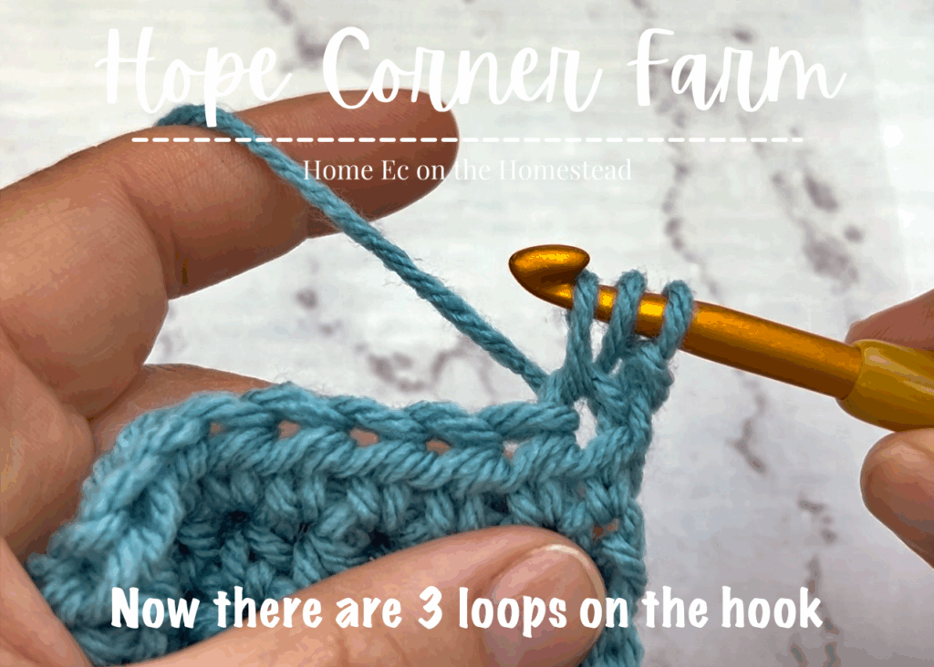 3 loops of yarn on the crochet hook hdc2tog