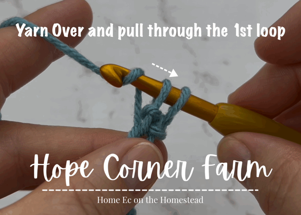 Yarn over and pull through the 1st loop