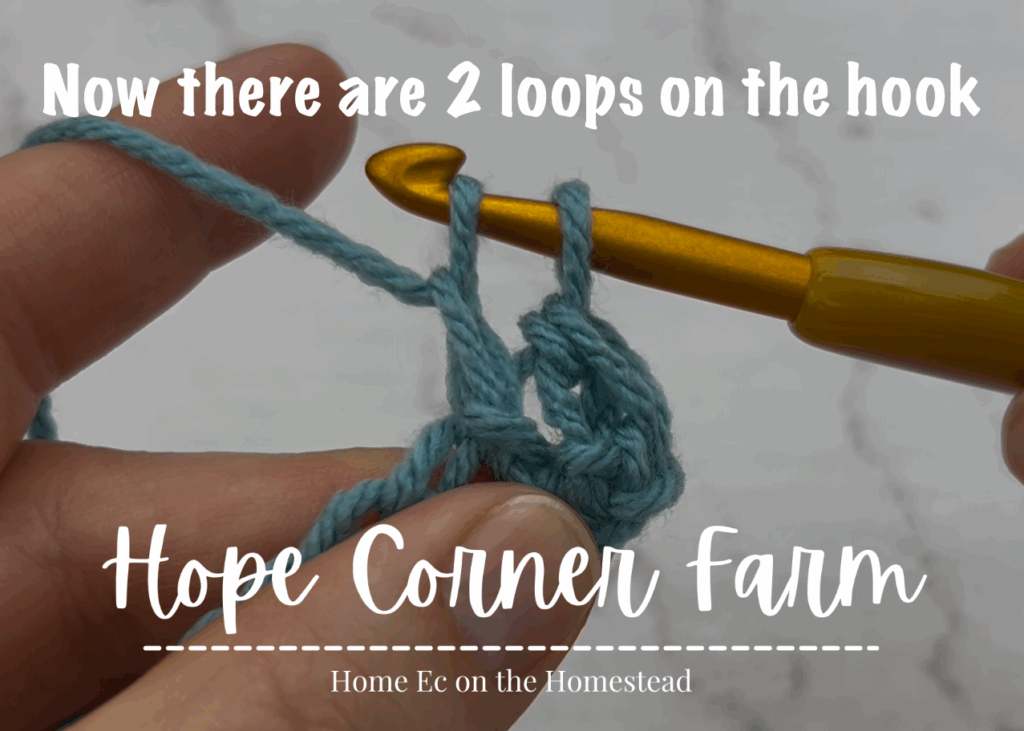2 loops of yarn on the crochet hook