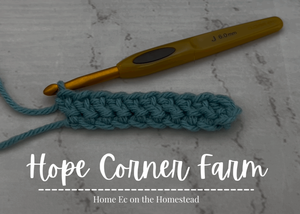 Completed row 1 of the Herringbone Double Crochet Stitch