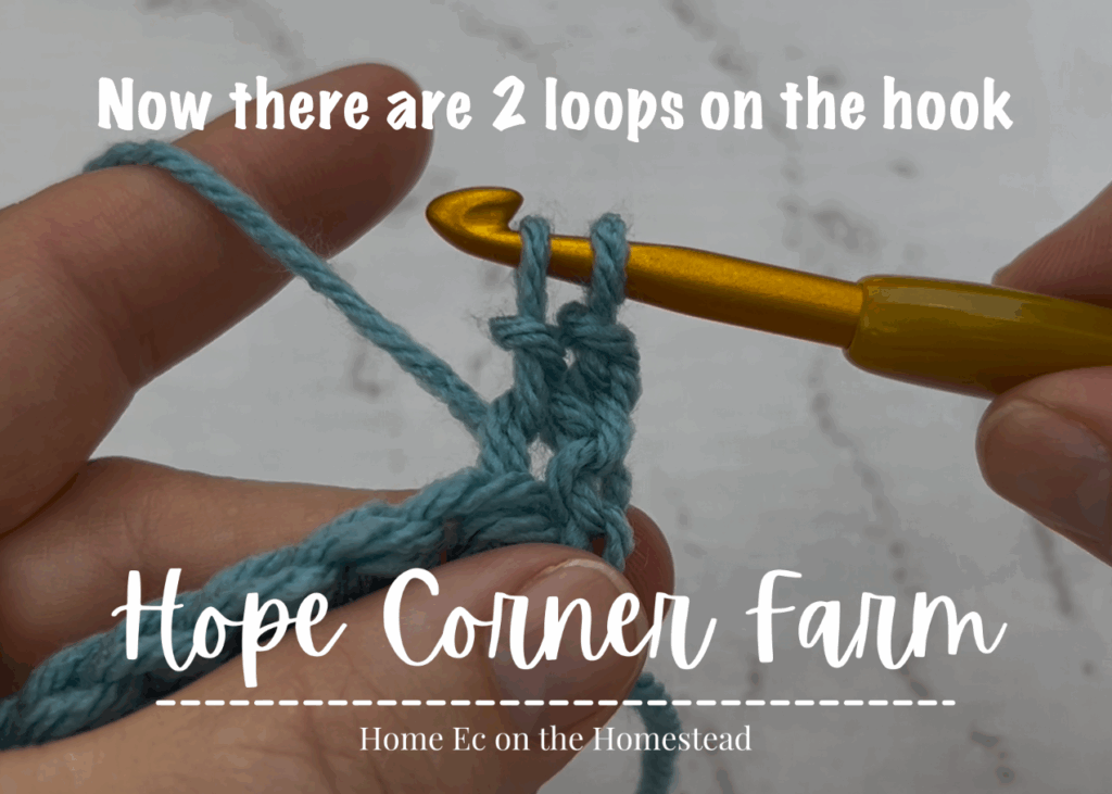 2 loops of yarn on the crochet hook