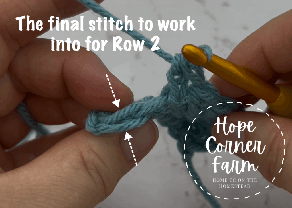 Final stitch placement for the Herringbone Double Crochet Stitch