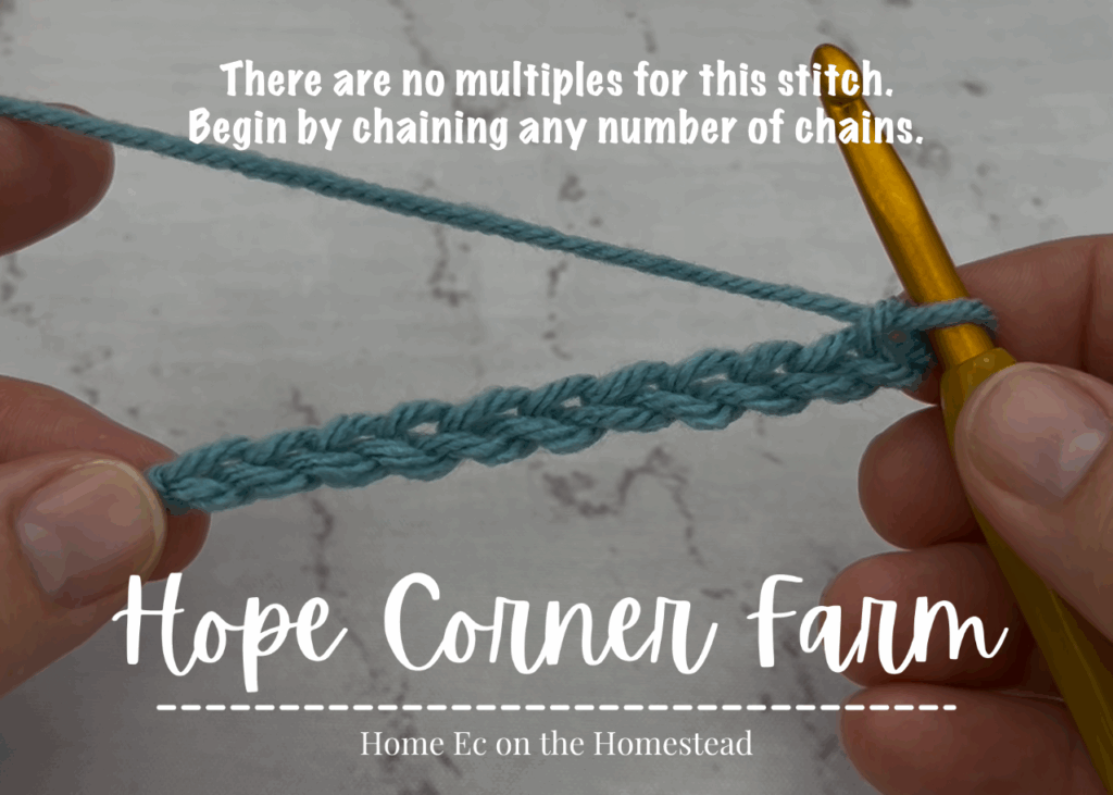 Chain any number to begin the Herringbone Double Crochet Stitch