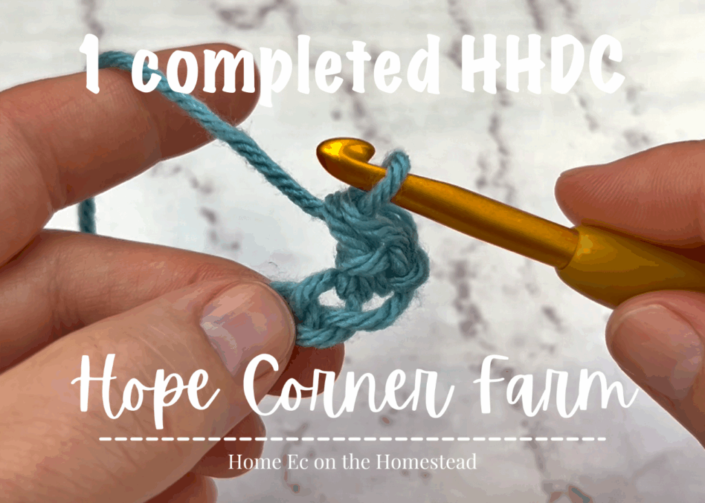 1 completed herringbone half double crochet stitch