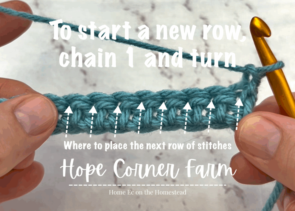 Where to place the next herringbone half double crochet stitches for the next row.