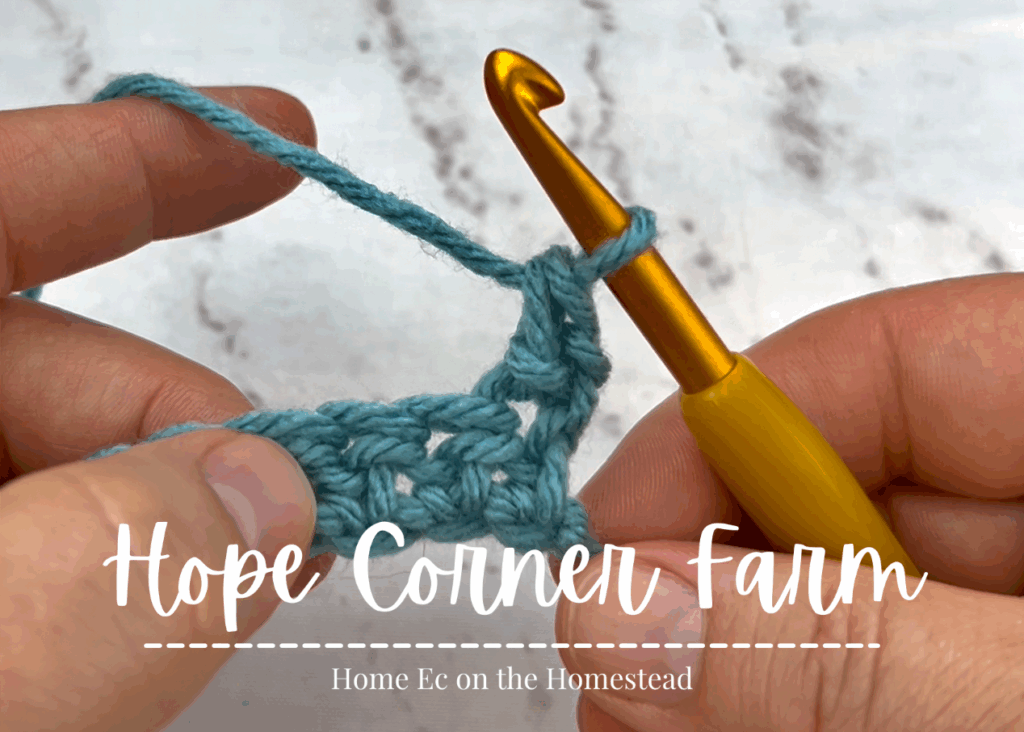 One completed Herringbone Half Double Crochet Stitch