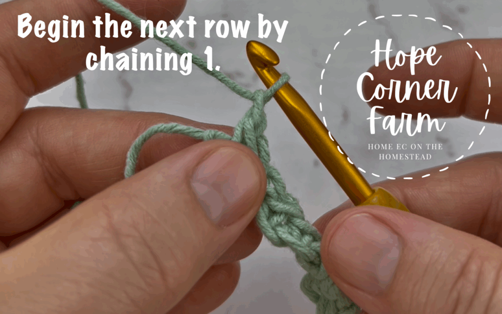 Start the next row by chaining 1