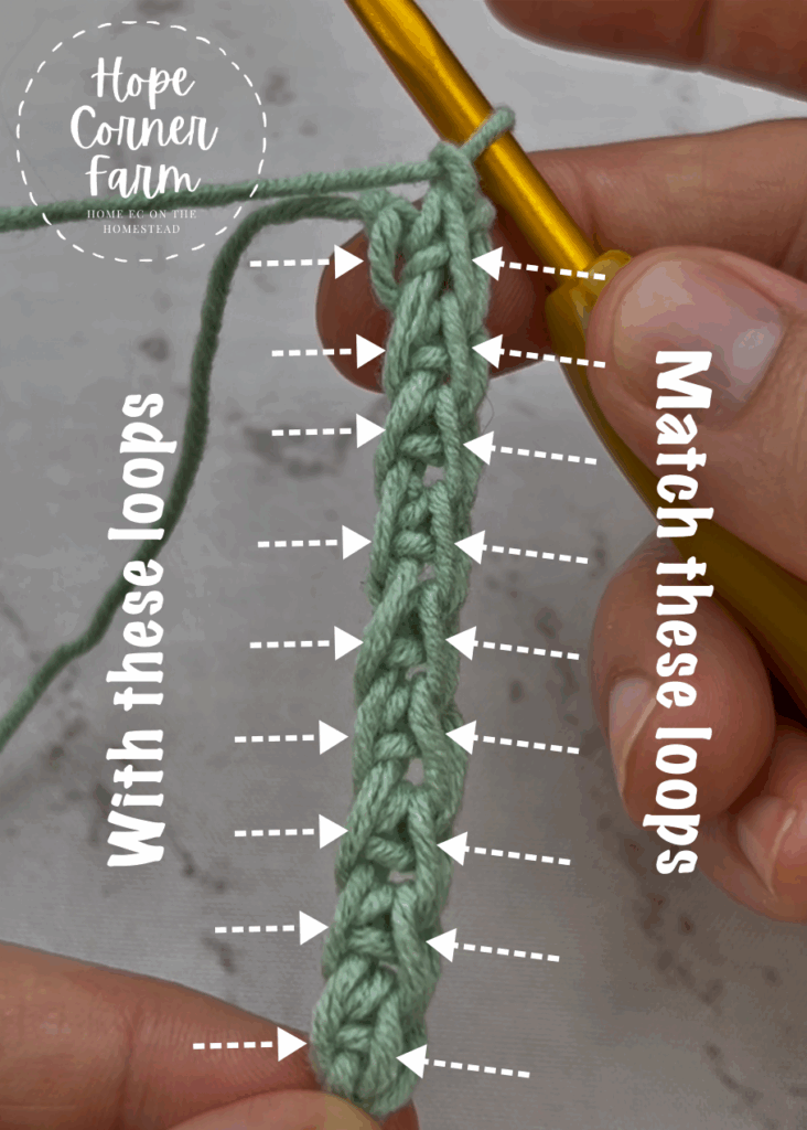 Where to work the second row of thermal single crochet stitches