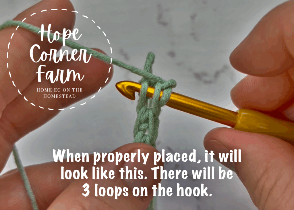 Proper crochet hook placement
