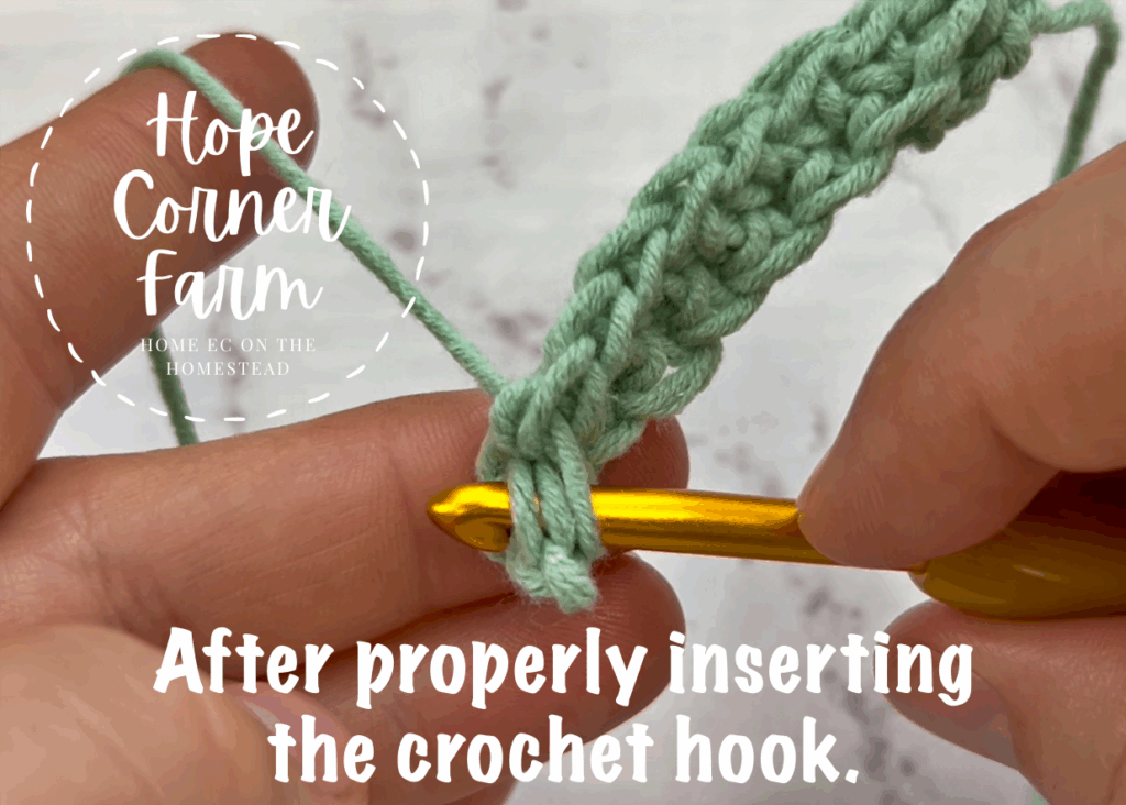 proper crochet hook placement