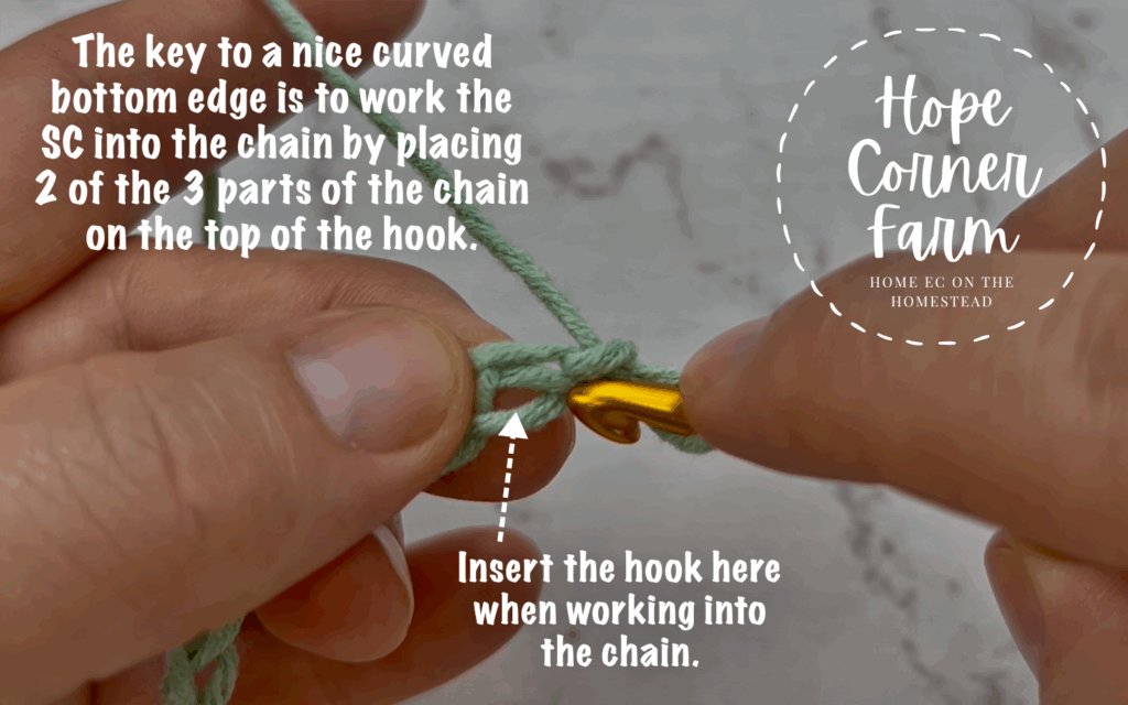 How to insert the crochet hook