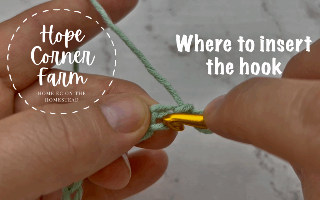 Where to insert the crochet hook