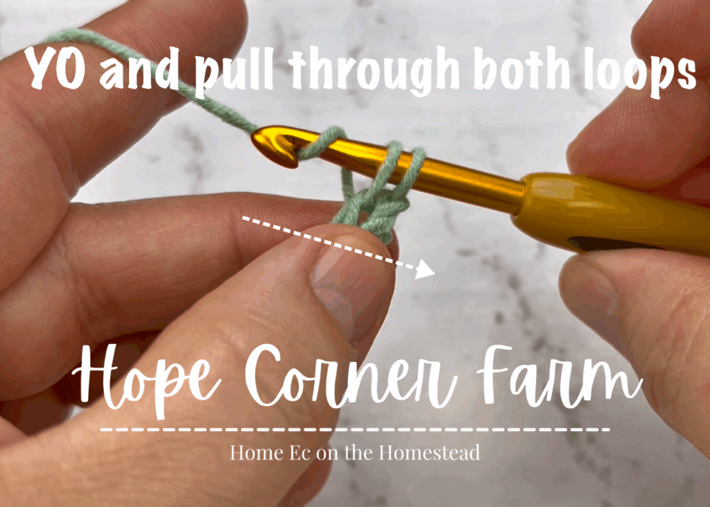 YO and pull through both lops