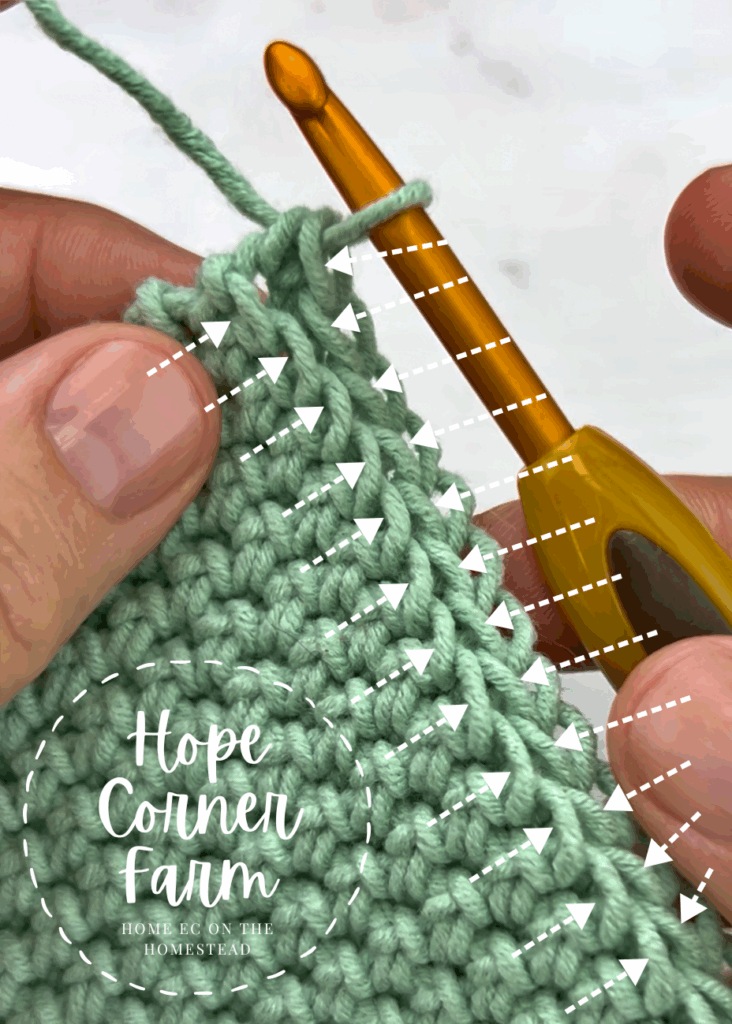 Where to work the row of thermal single crochet stitches