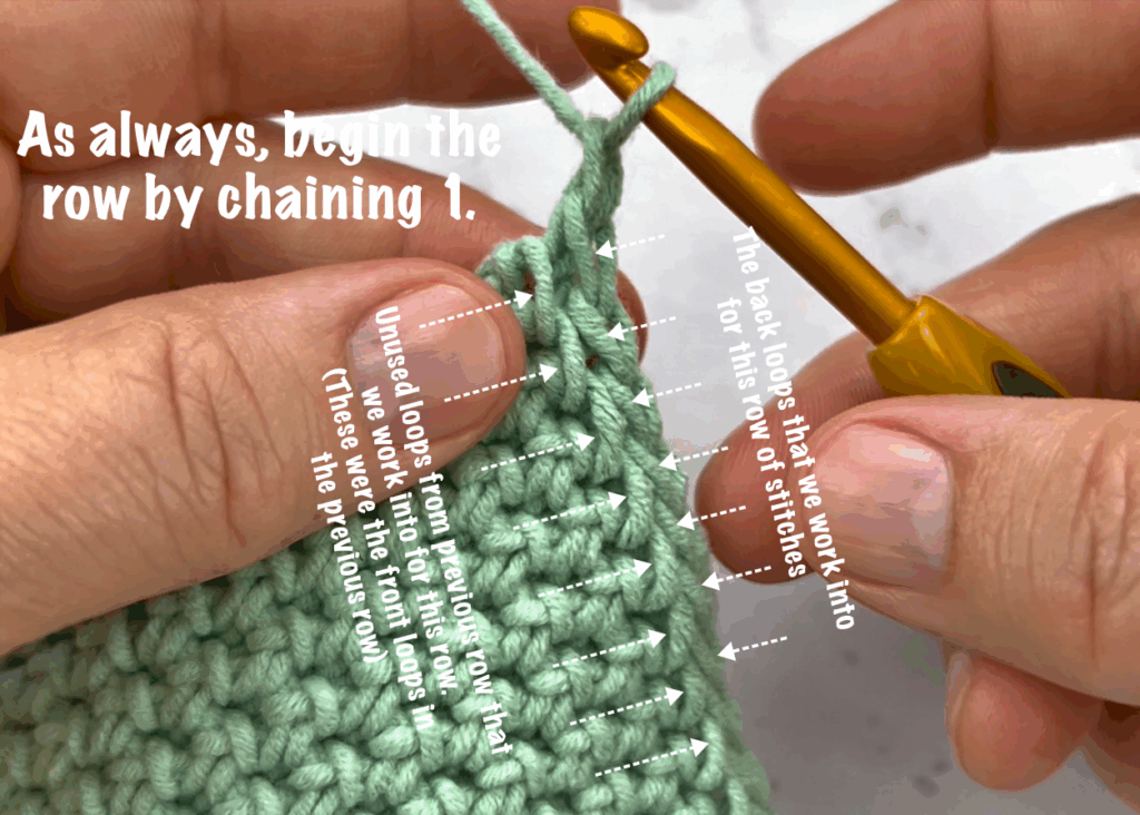 where to work the row of thermal single crochet stitches