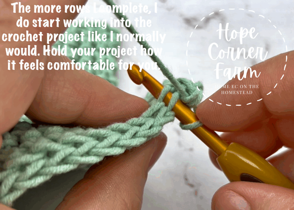 More rows of thermal single crochet stitches