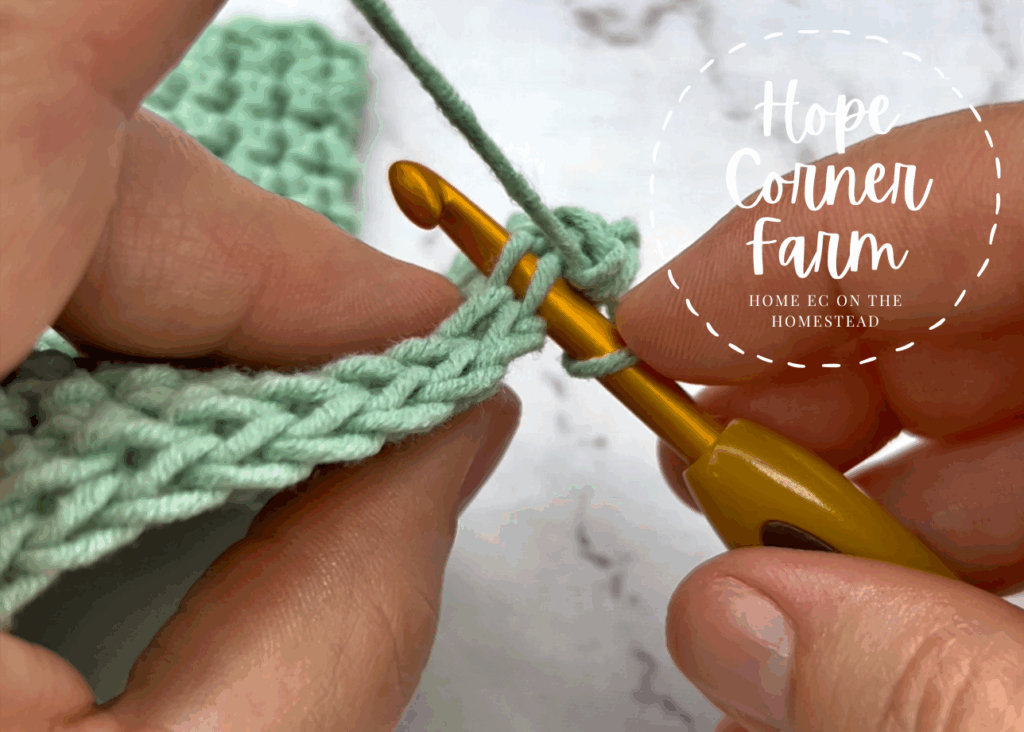 Correct crochet hook placement for the single crochet thermal stitch