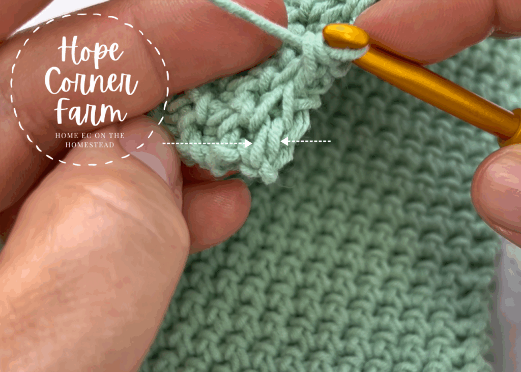 The final thermal single crochet of the row