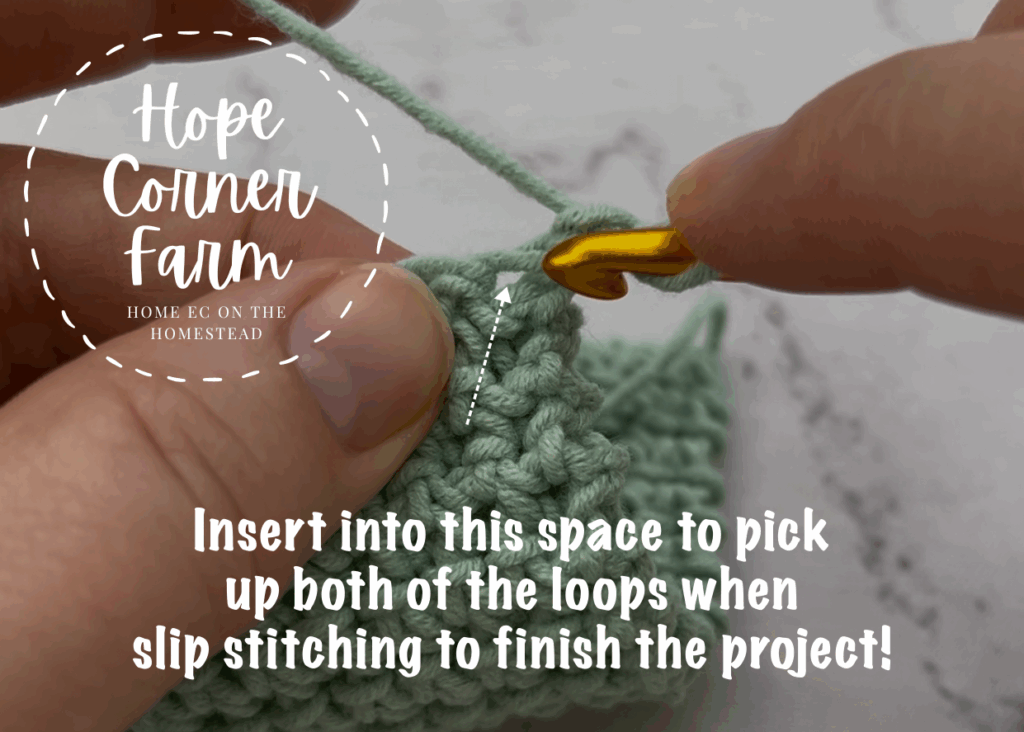 Where to work the first crochet stitch of the row