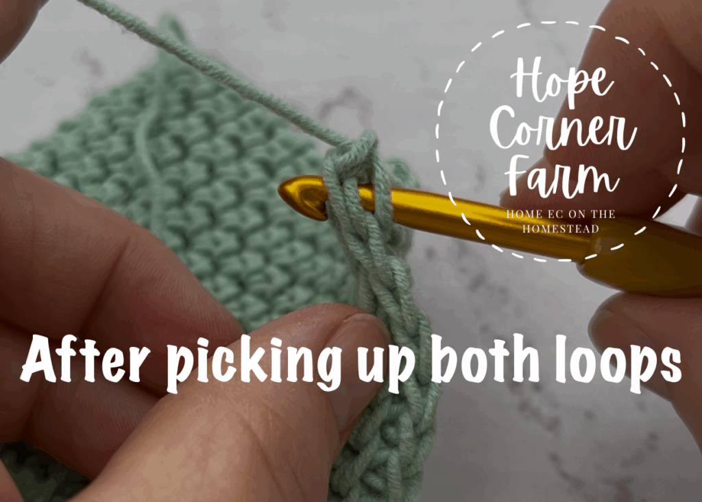 Correct crochet hook placement for the thermal single crochet stitch