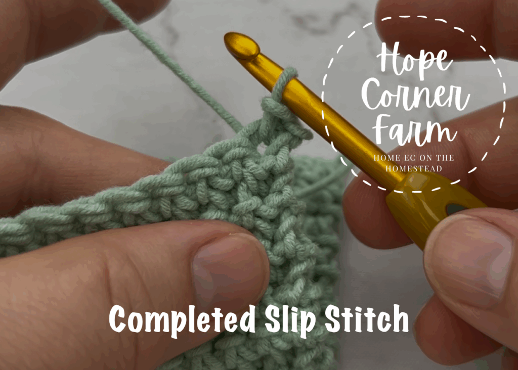 What the completed slip stitch looks like