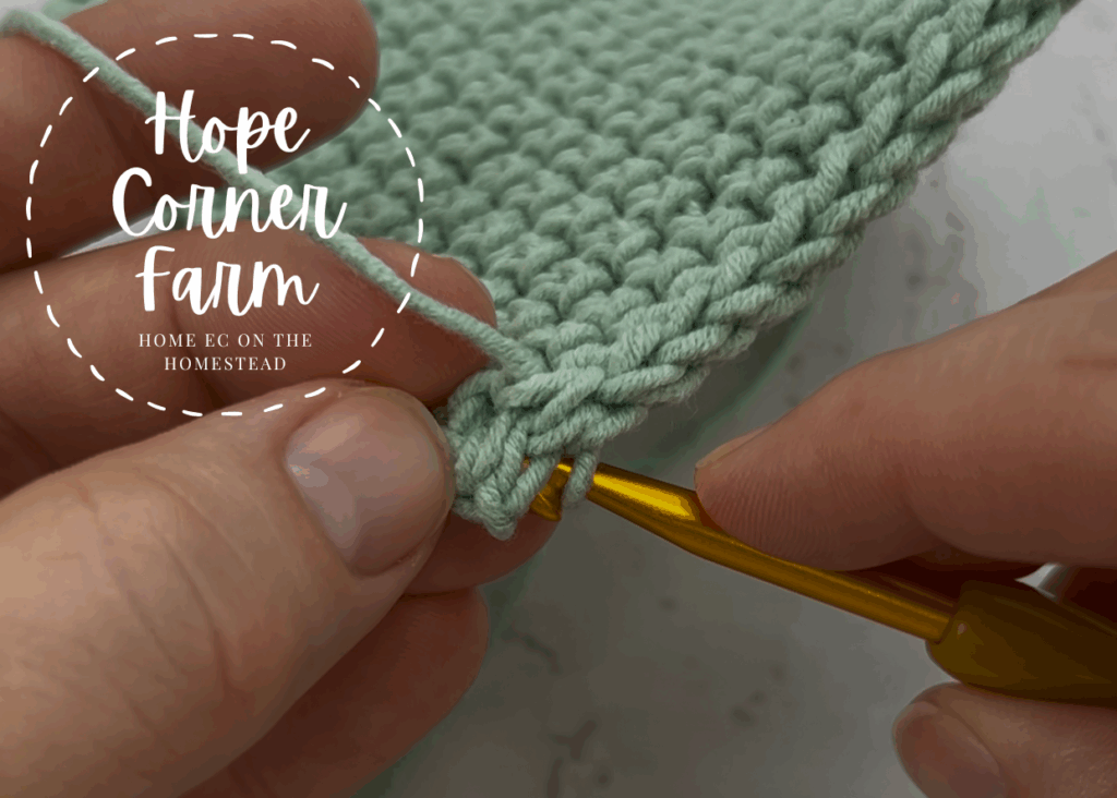 Where to insert the crochet hook for the thermal sc