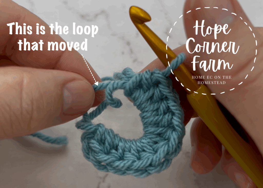 The loop of yarn that moved.