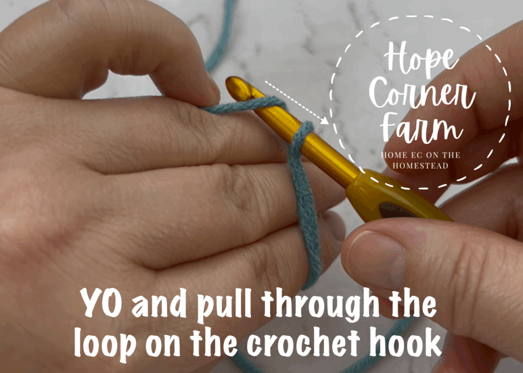 Yarn over and pull through the loop on the crochet hook