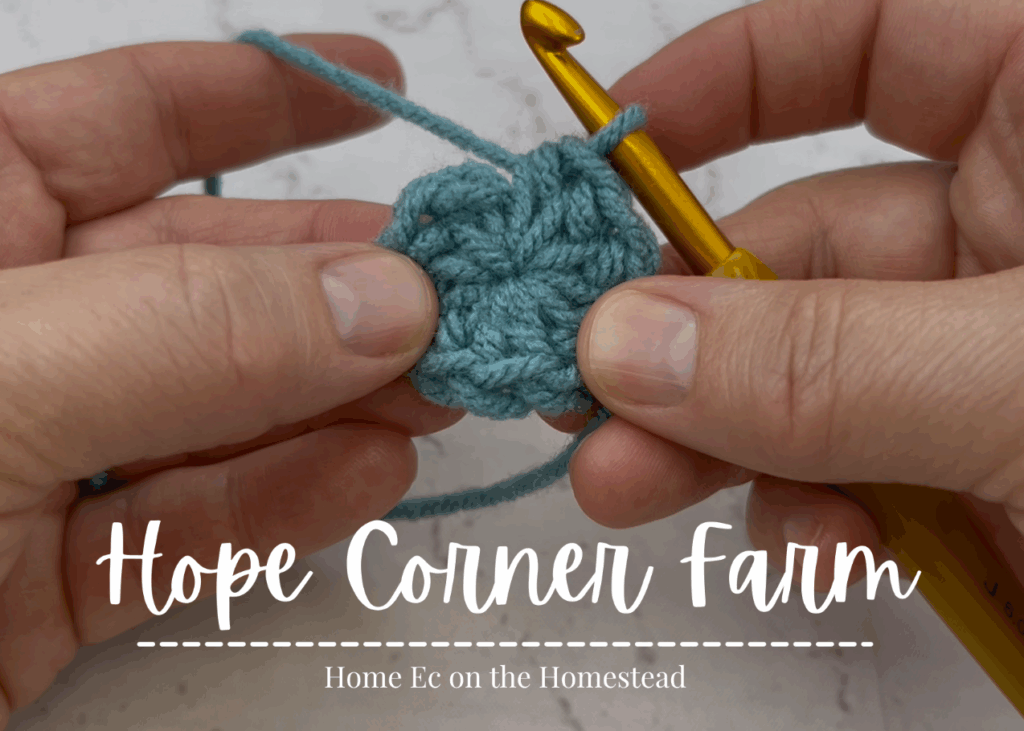 The center of the crochet magic ring is fully closed