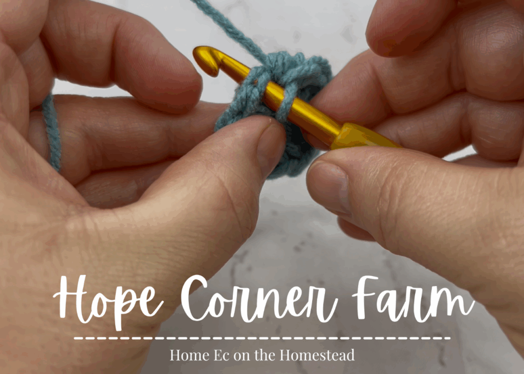 Getting ready to slip stitch the magic circle closed