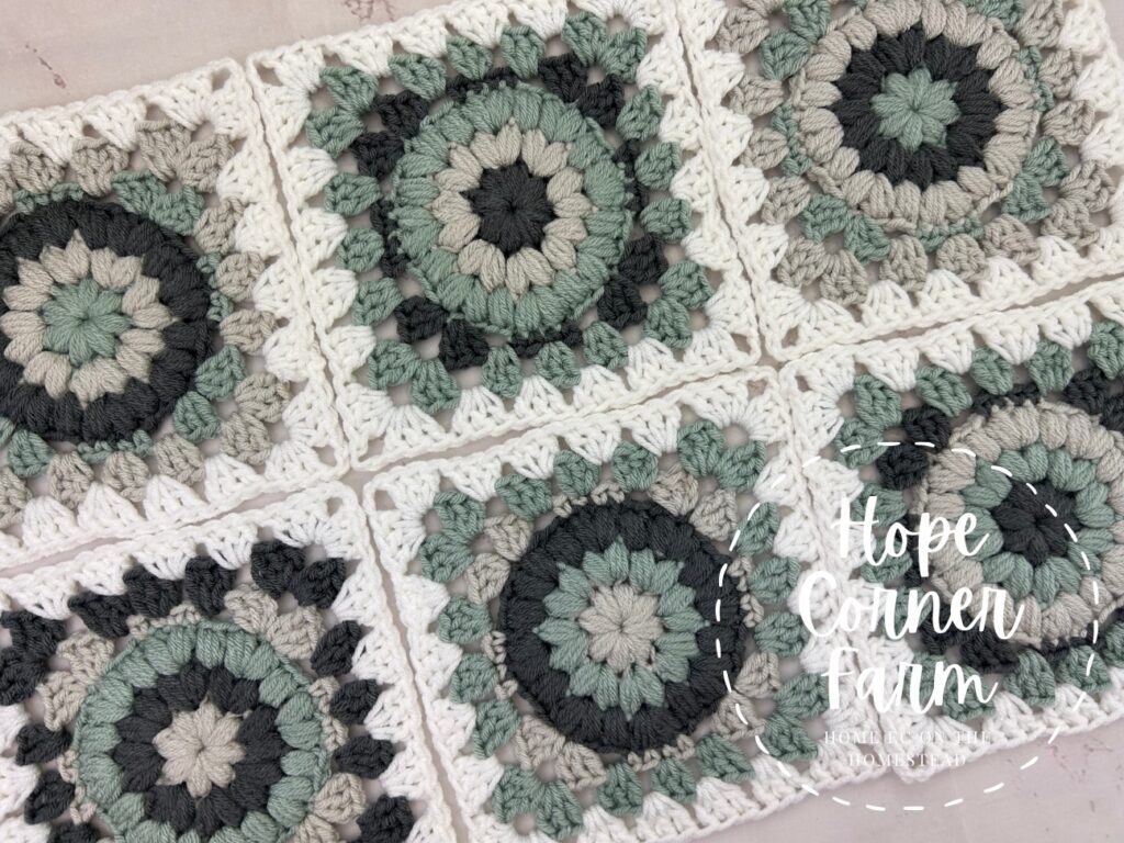 Puff Flower Granny Square Pattern