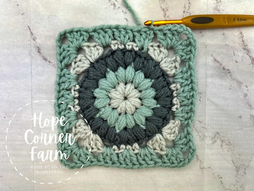 Joining with a slip stitch to close the round of crochet