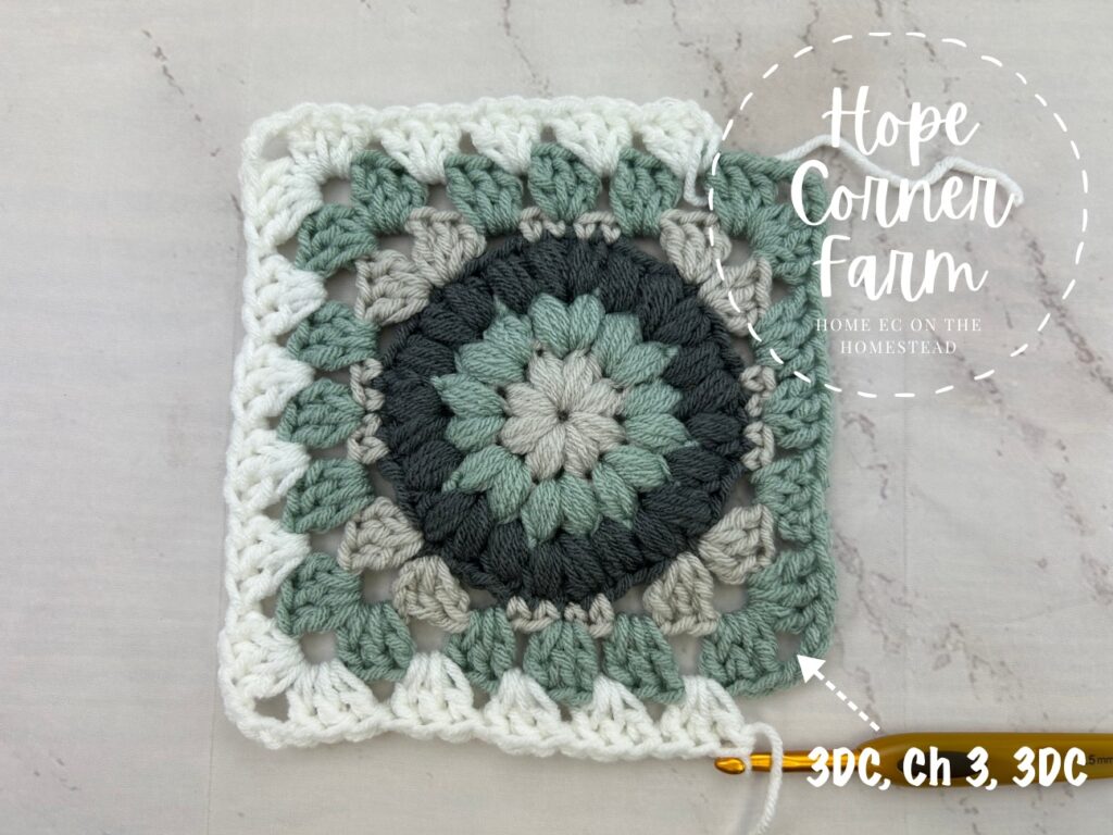 Crochet the 3rd corner