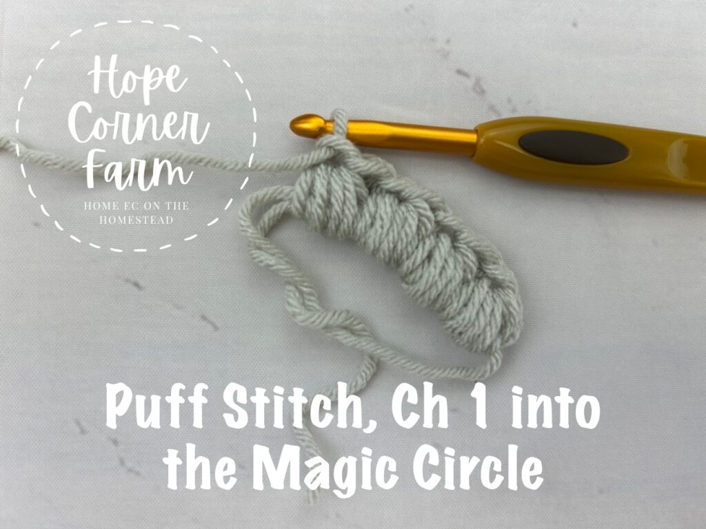 Puff Stitch, Chain 1 into the Magic Circle