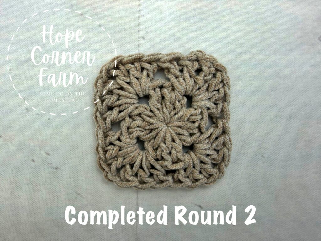 Completed Round 2 of the Spike Stitch Granny Square