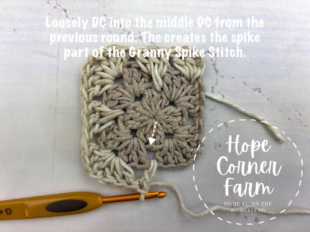 Working Granny Spike Stitches around the Spike Stitch Granny Square