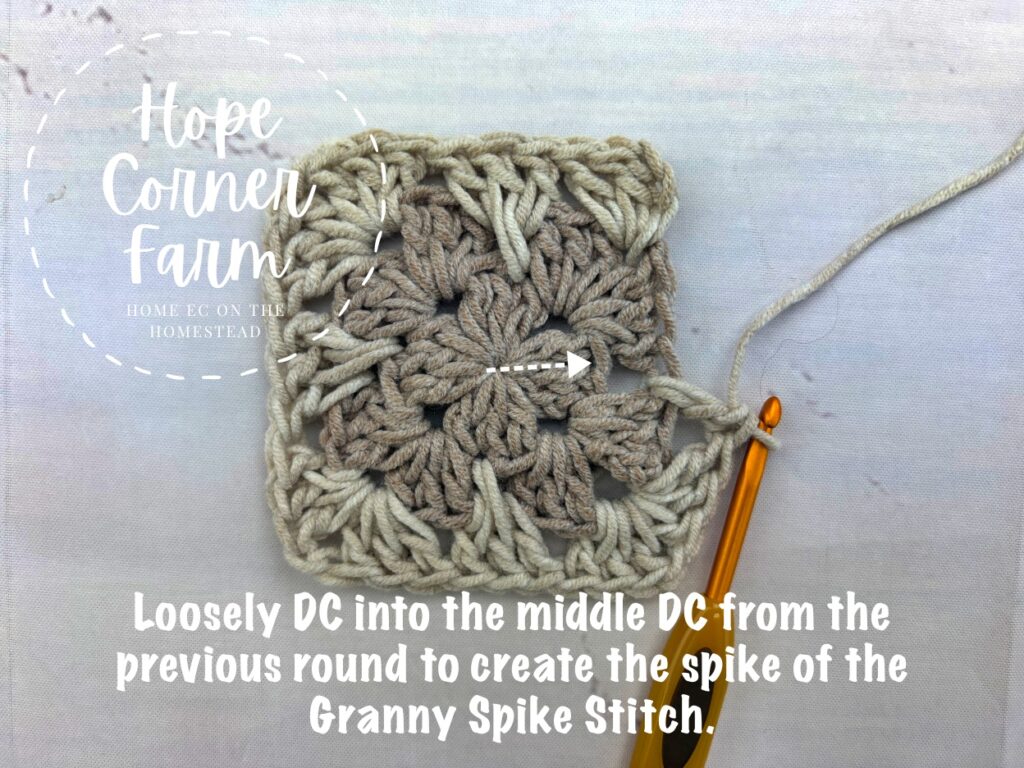 Working the granny spike stitch crochet cluster 
