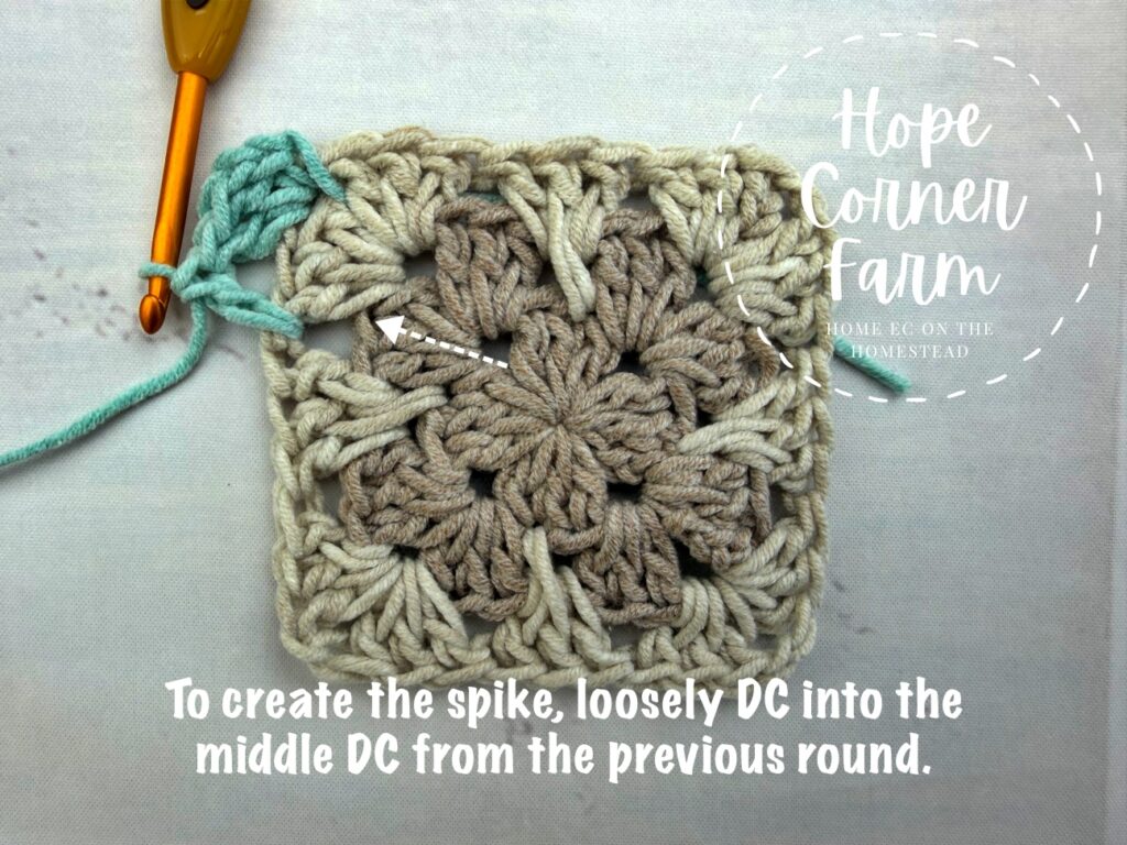 Start the next granny spike stitch cluster
