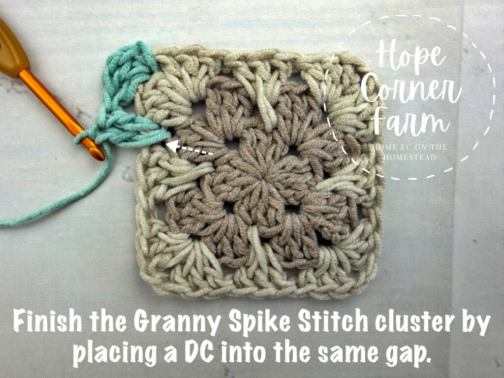 Working the granny spike stitch for the granny square