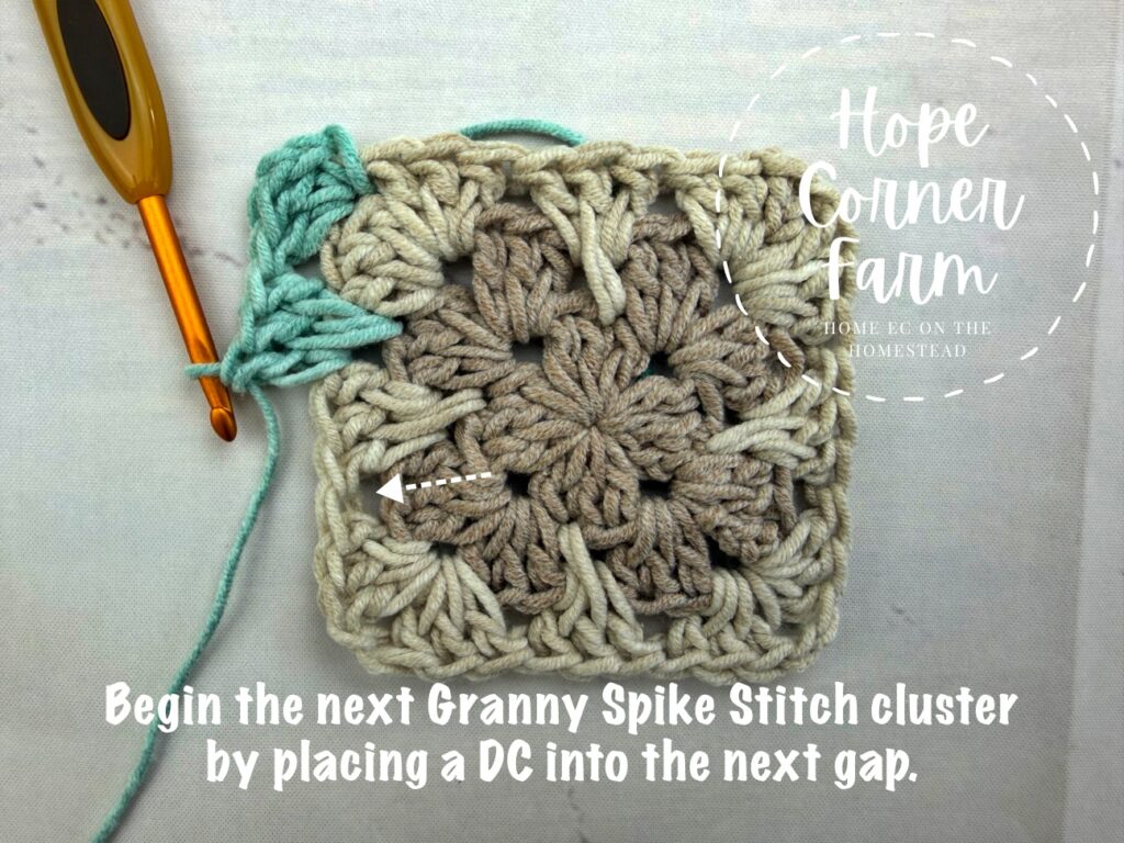 Where to work the next granny spike stitch