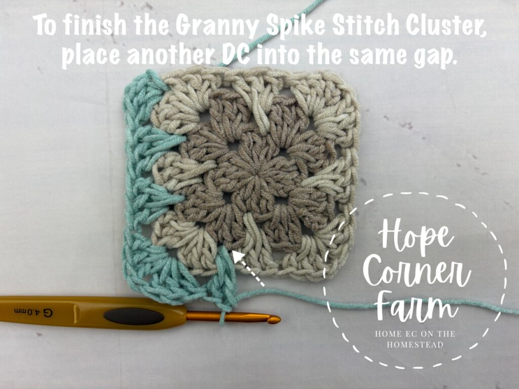 Finishing the granny spike stitch cluster
