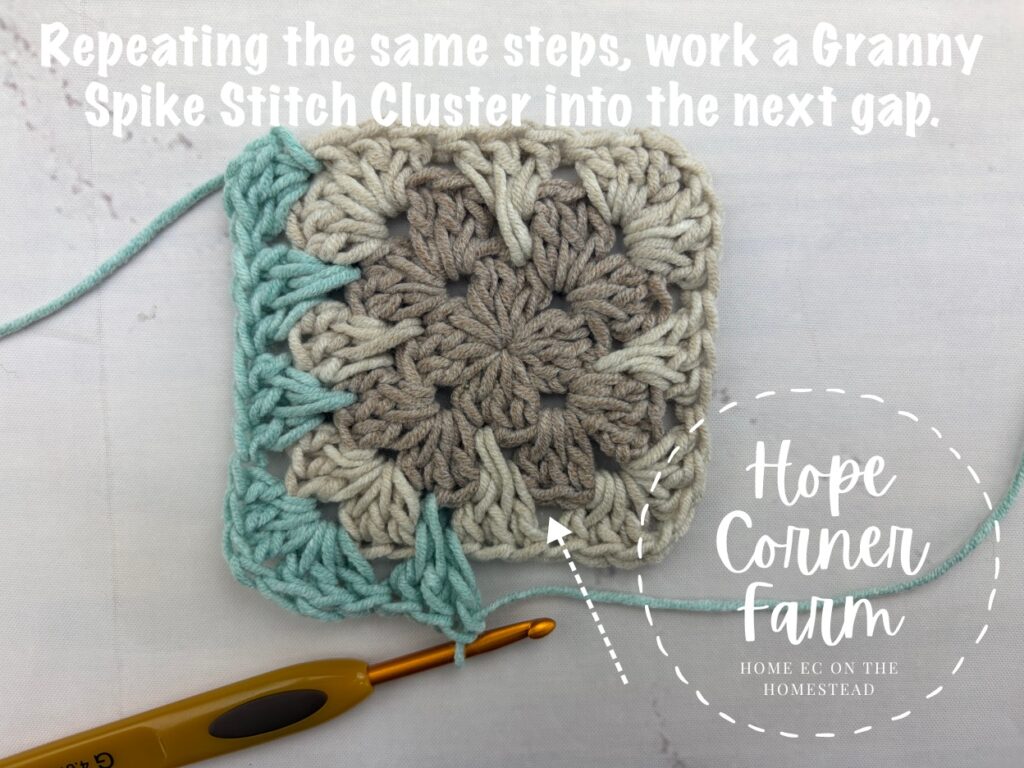 Where to work the next granny spike stitch cluster
